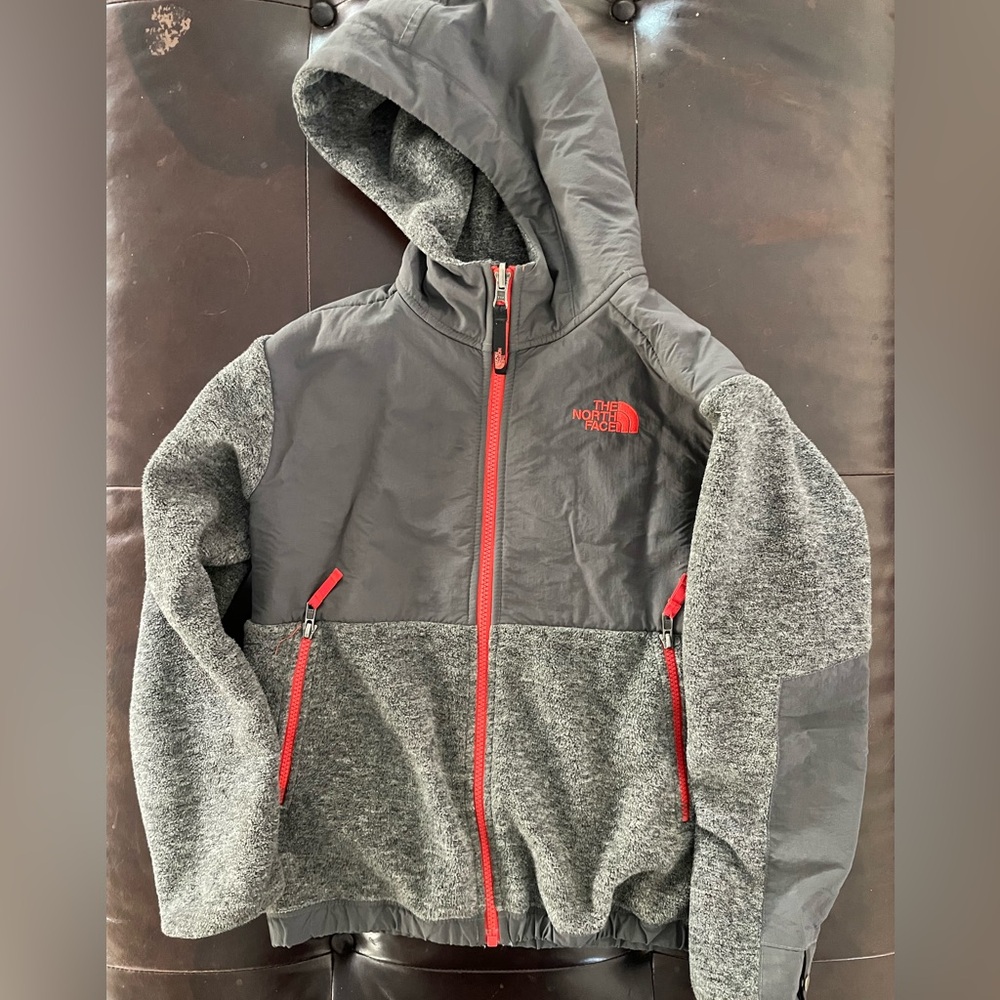 The North Face Kids Gray and Orange Fleece jacket